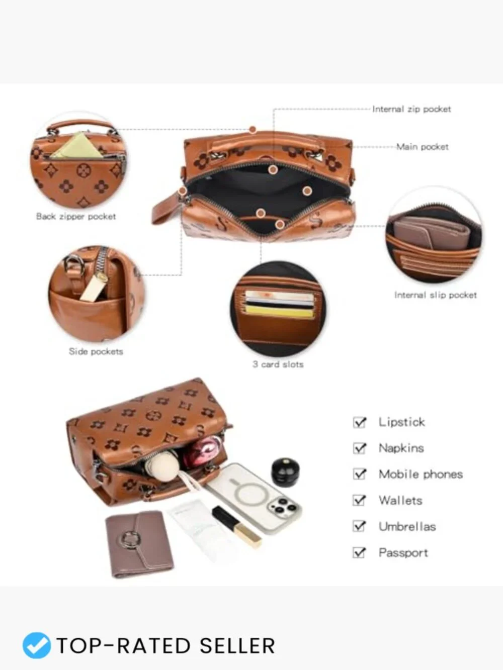 Small Embossed Top Handle Satchel Crossbody Bag Shoulder Purse Tote Clutch